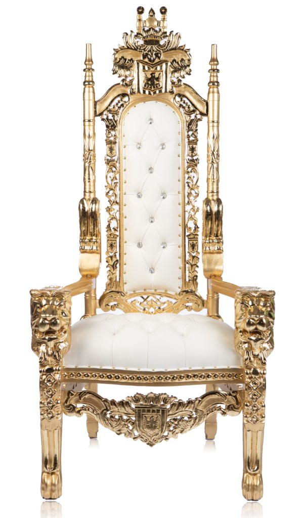 Lion Head Gold And White Throne Chair
