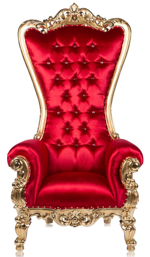 gold and red throne chair rental