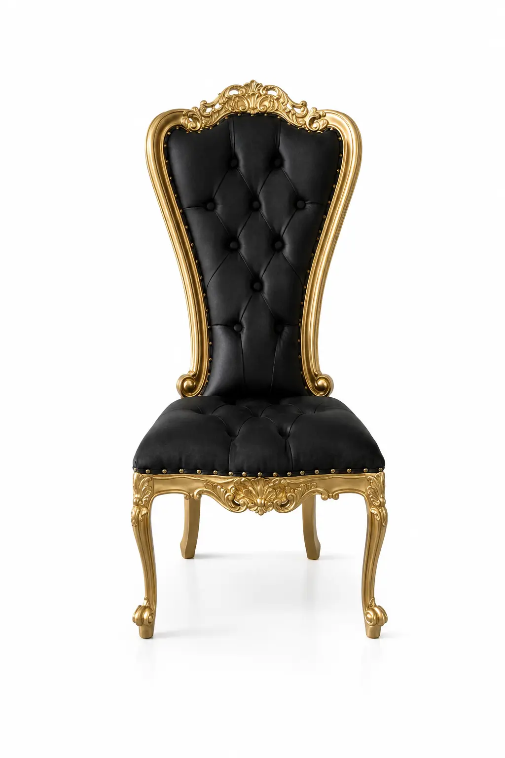 Armless Gold and Black throne chair rental from Hive Party Rentals