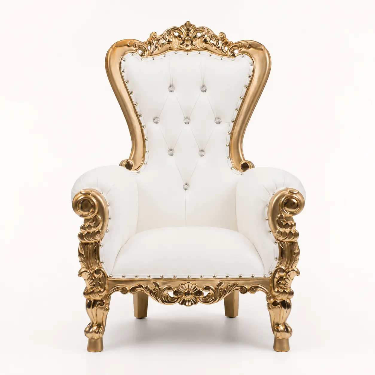 Gold and white kids throne chair rental