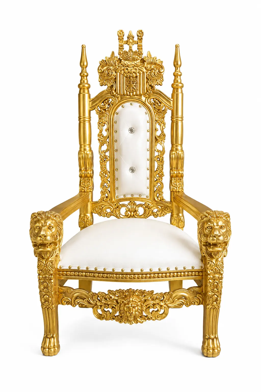 Gold and white kids throne chair rental