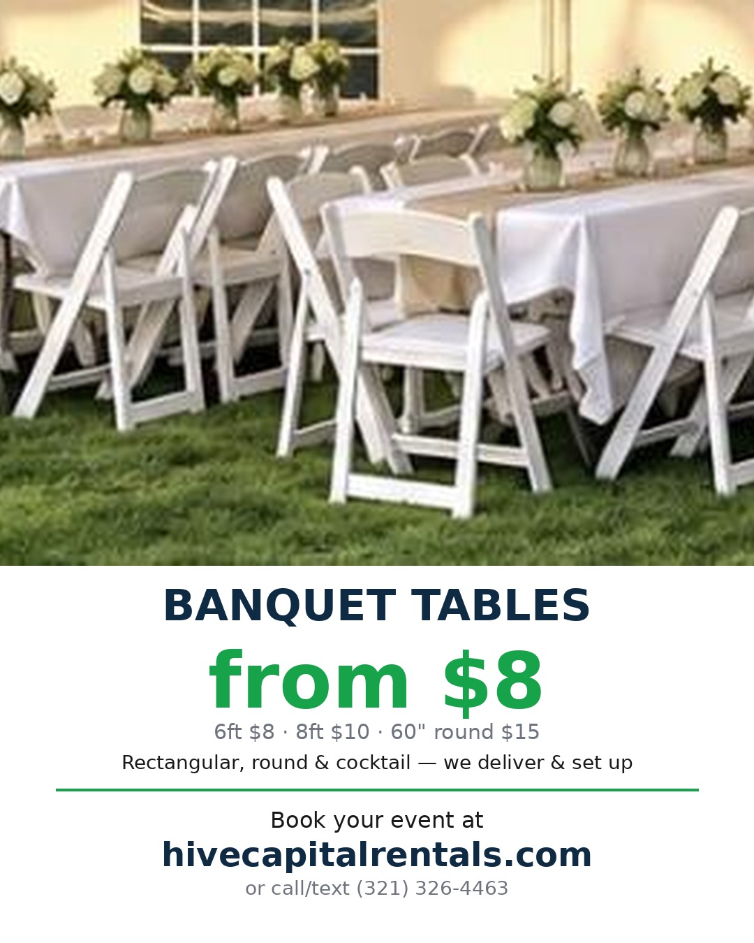 6ft folding table rental Vero Beach FL