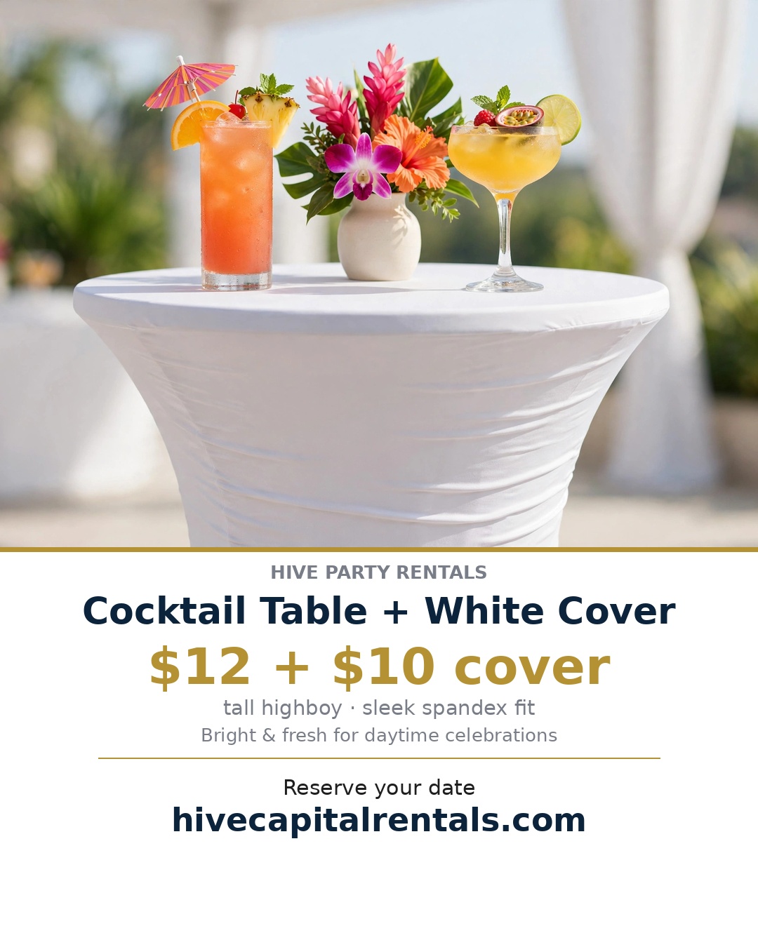 Cocktail table rental Vero Beach FL